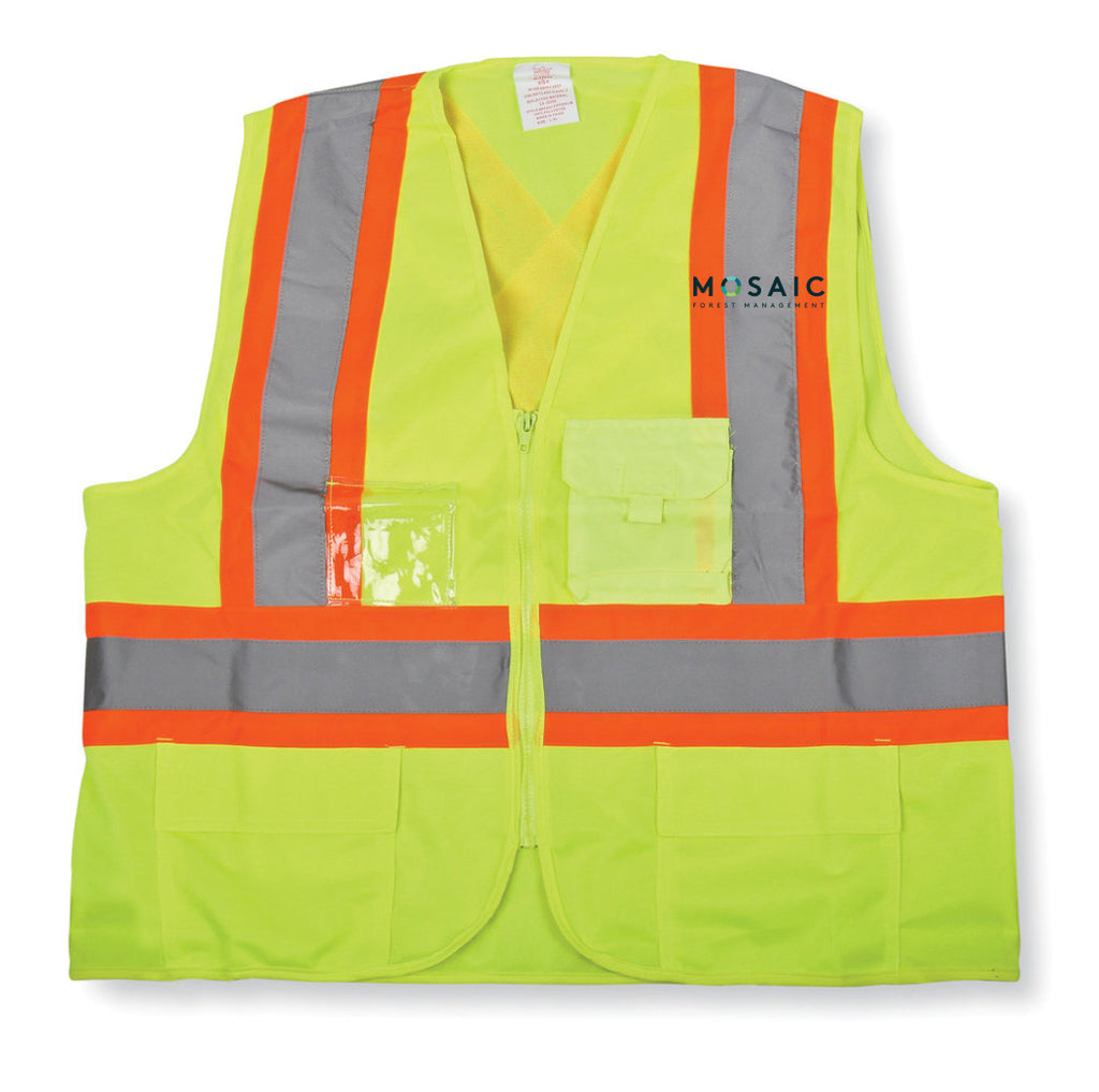 Lime Green 100% Polyester Zipper Safety Vest