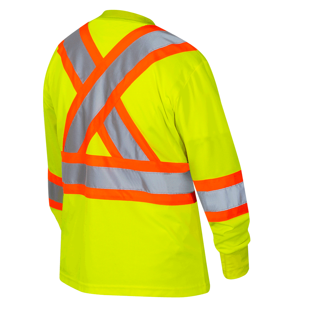 Hi-Viz Yellow Polyester Birdseye Women’s Safety Long-Sleeve T-shirt