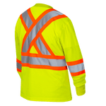 Hi-Viz Yellow Polyester Birdseye Women’s Safety Long-Sleeve T-shirt