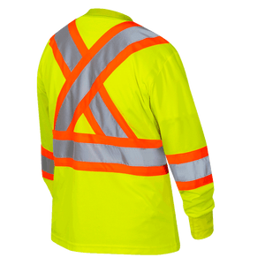 Hi-Viz Yellow Polyester Birdseye Women’s Safety Long-Sleeve T-shirt