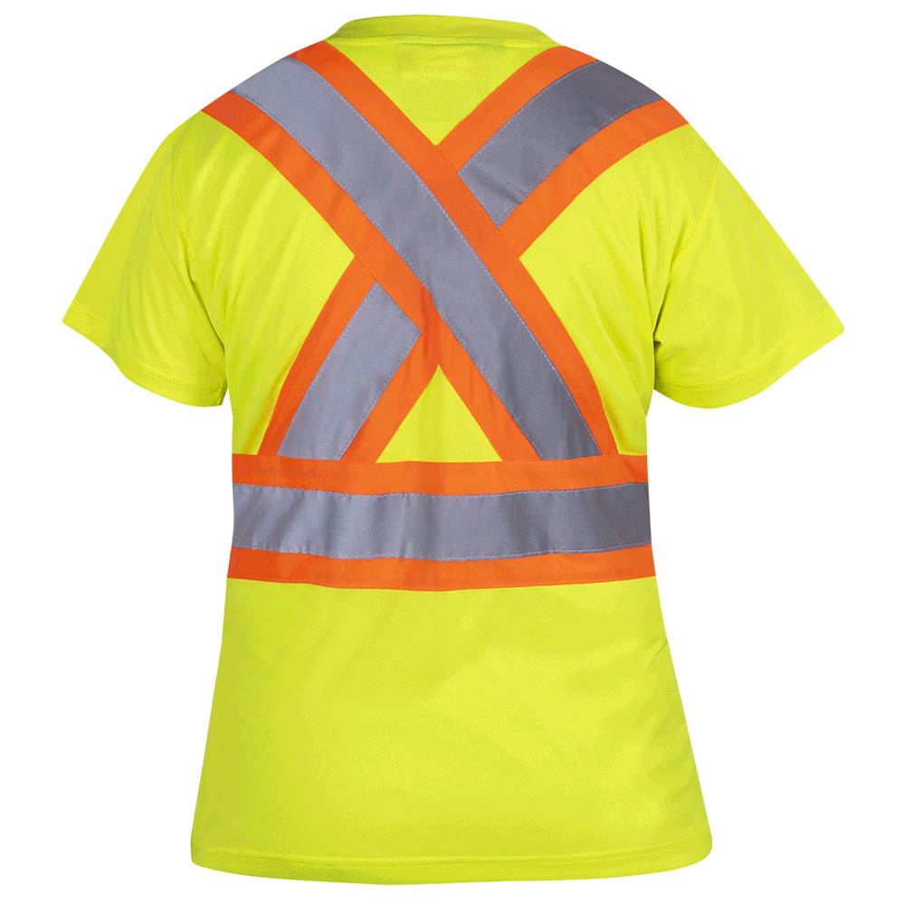 Hi-Viz Yellow Women's Bird's-eye Safety T-Shirt