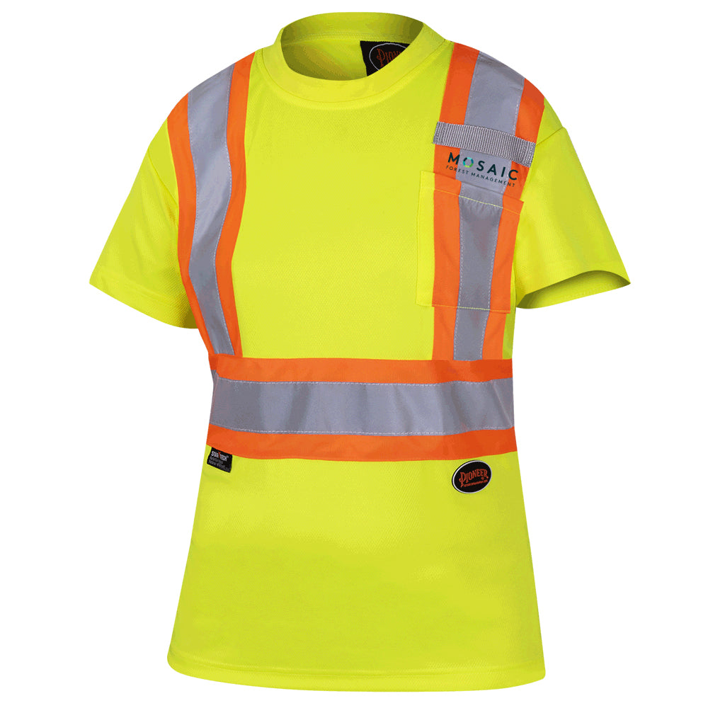 Hi-Viz Yellow Women's Bird's-eye Safety T-Shirt