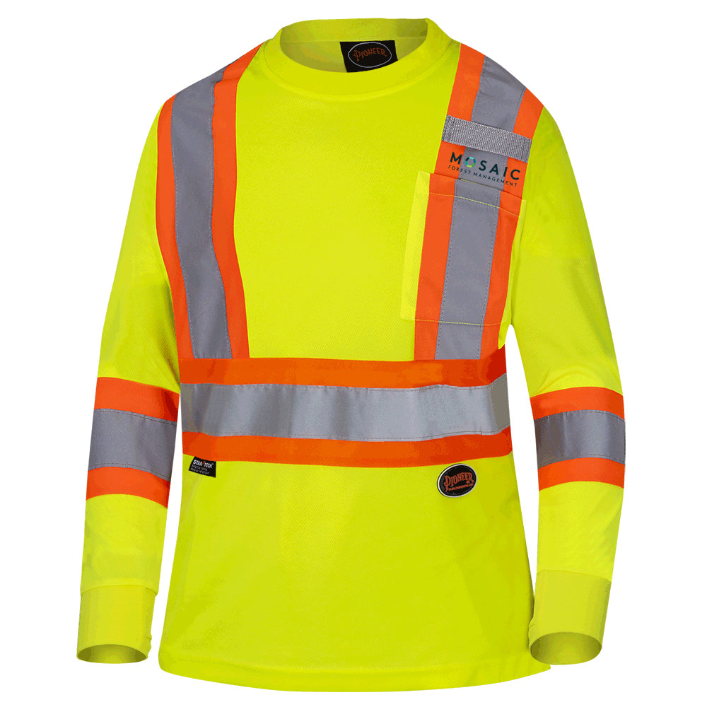 Hi-Viz Yellow Polyester Birdseye Women’s Safety Long-Sleeve T-shirt