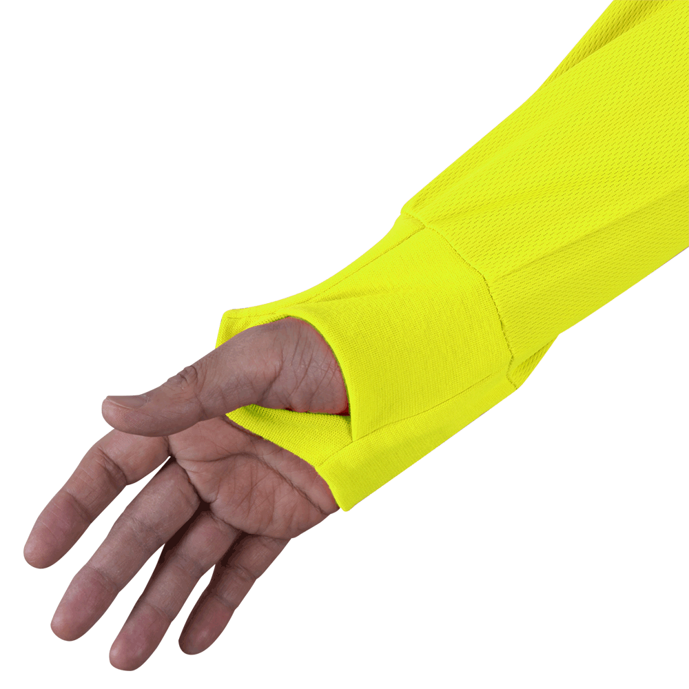 Hi-Viz Yellow Polyester Birdseye Women’s Safety Long-Sleeve T-shirt